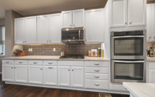 Soothing Gray Cabinets after cabinet refacing