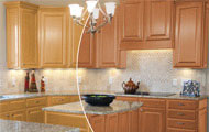 before and after cabinet color shift in Tulsa kitchen