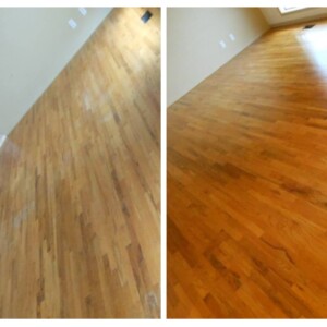 before and after floor refinishing N-Hance of Huntsman