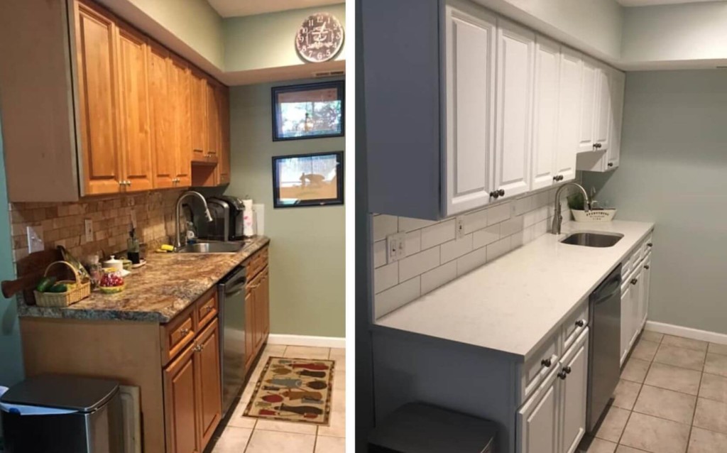before and after cabinet refinishing mineola ny 