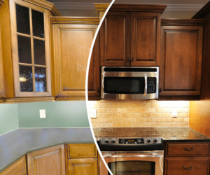 before and after n-hance cabinet refinishing in simi valley