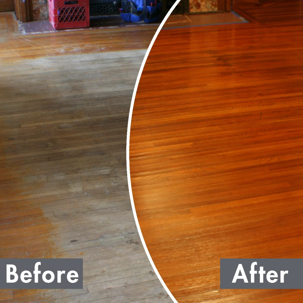 before and after hardwood refinishing  