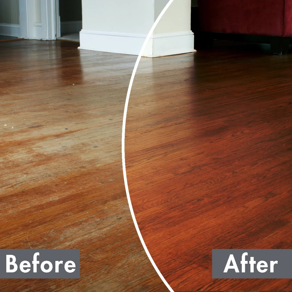 before and after floor refinishing