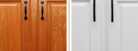 before and after of cabinet painting