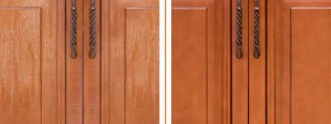 before and after cabinet refinishing