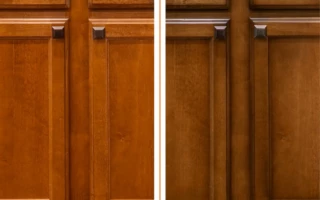 before and after cabinet staining results