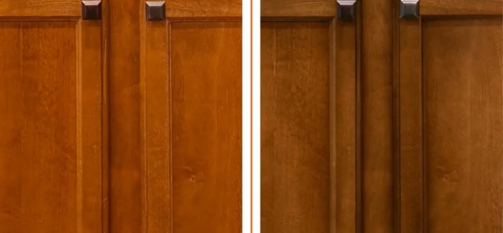 before and after cabinet staining results