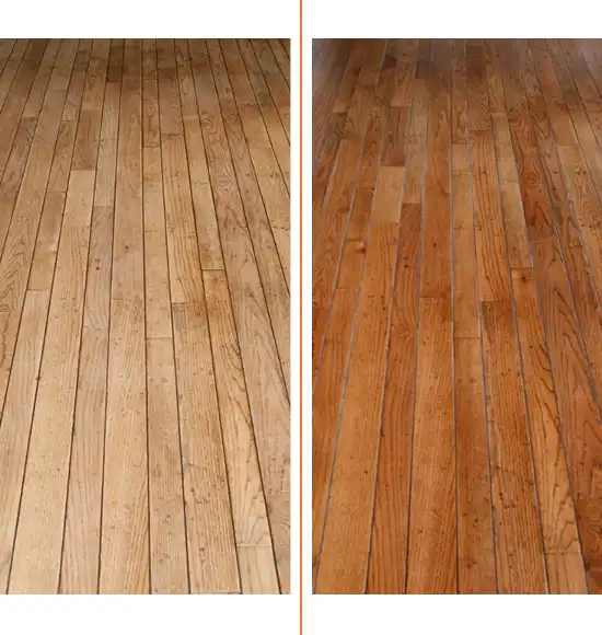 side by side showing N-Hance floor refinishing service in Columbus
