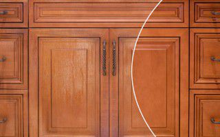 before and after Classic Cabinet Refinishing