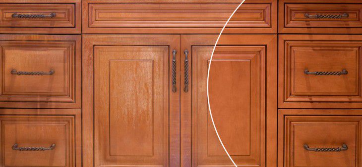 before and after Classic Cabinet Refinishing