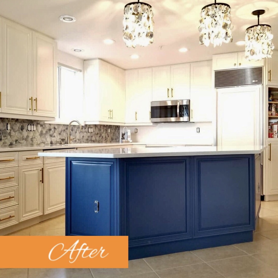 After-A Boise kitchen before and after a cabinet door replacement service with new hardware