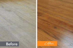 classic hardwood floor before and after pic