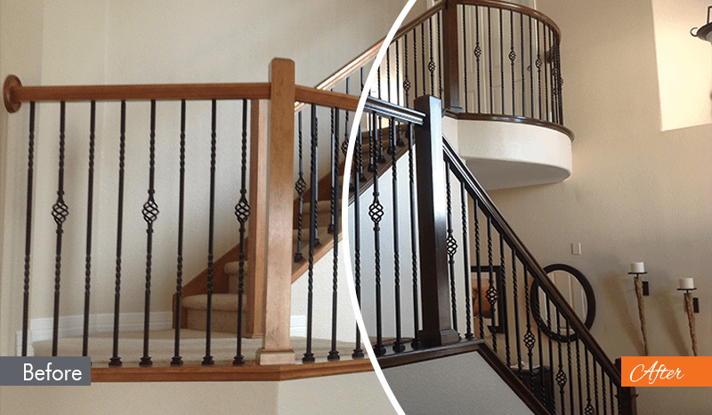 before and after banister refinishing rockville centre ny 