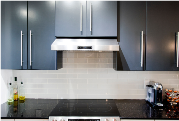 Black Cabinets with White Tile in Rochester