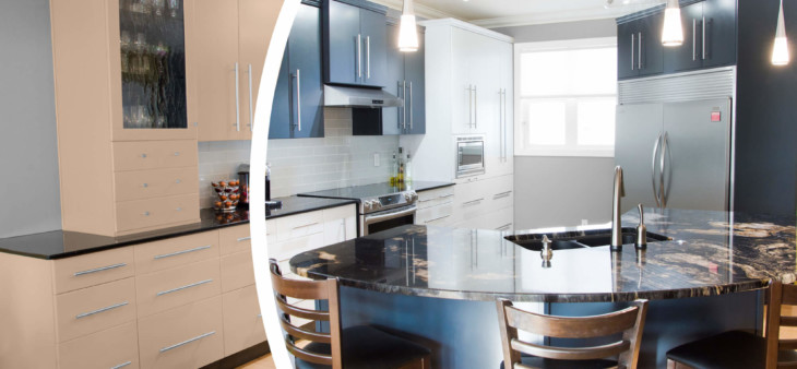 white to blue kitchen cabinet transformation