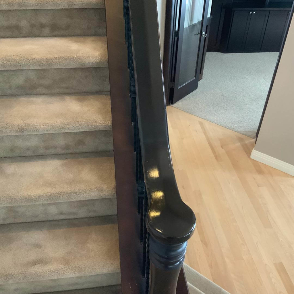 after refinishing stair railing