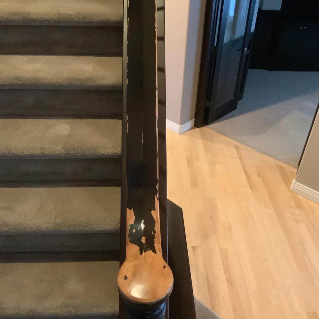 before refinishing stair railing