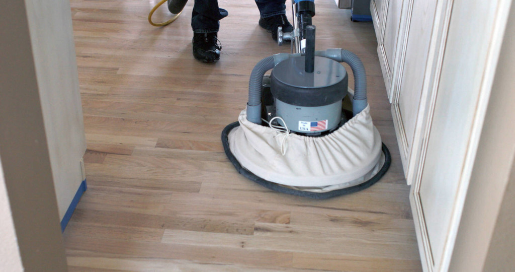 step 3 of the hardwood floor refinishing process in denver castle rock co