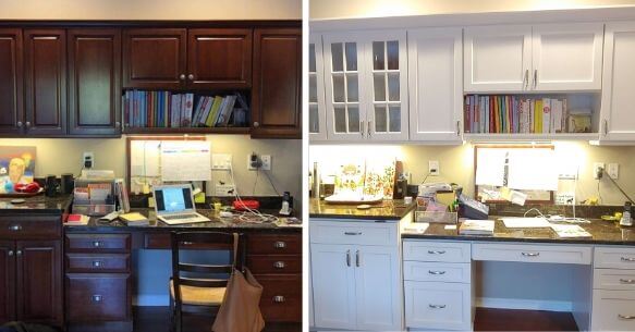 Cherry to white cabinets makeover