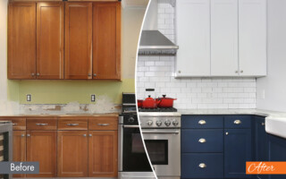 Before and after cabinet refacing