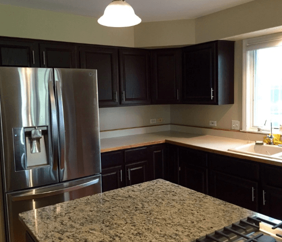 Dark brown cabinets