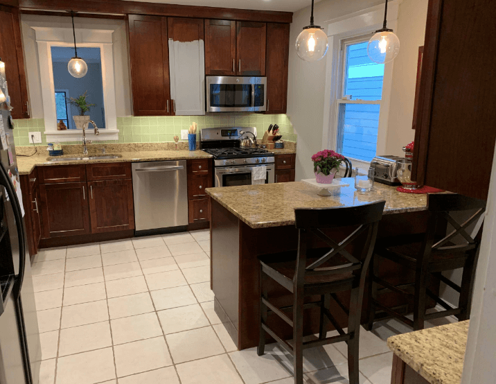 Dark brown cabinets