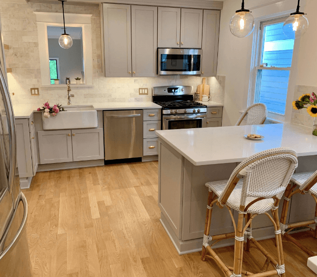 Light gray cabinets