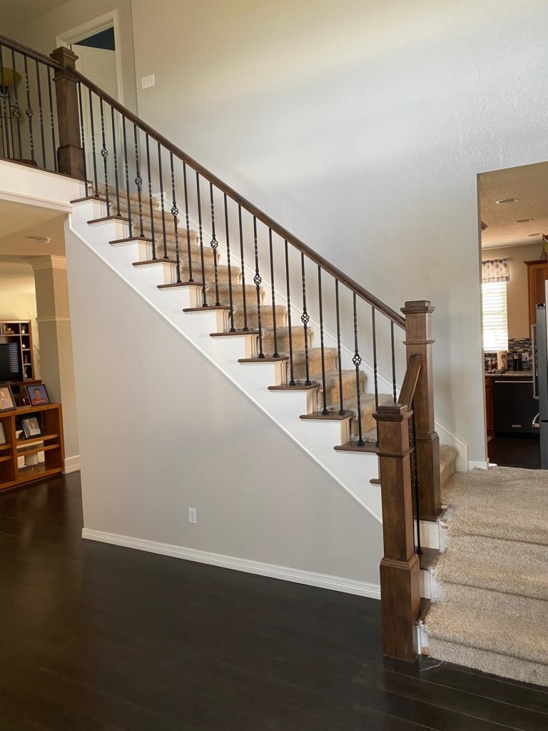 after refinishing stair railing