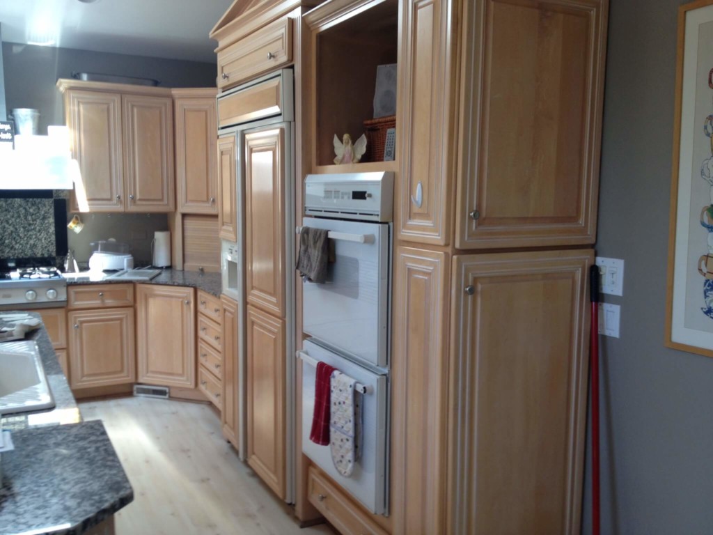 light brown cabinets (before)