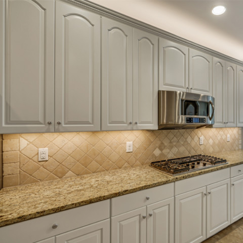 freshly refaced cabinets in chicago suburb kitchen