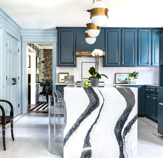 blue kitchen cabinets after painting