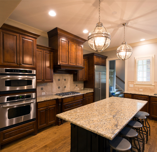 dark wood cabinets before cabinet refinishing