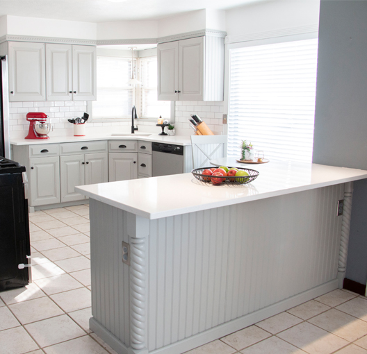 gray kitchen cabinets after painting