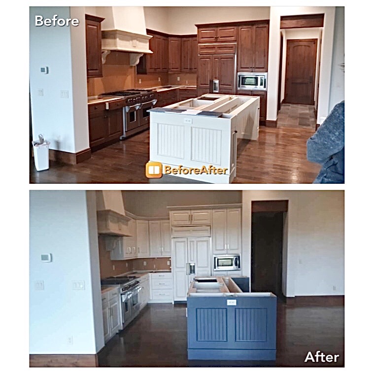 cabinet color change from brown to jewel tones