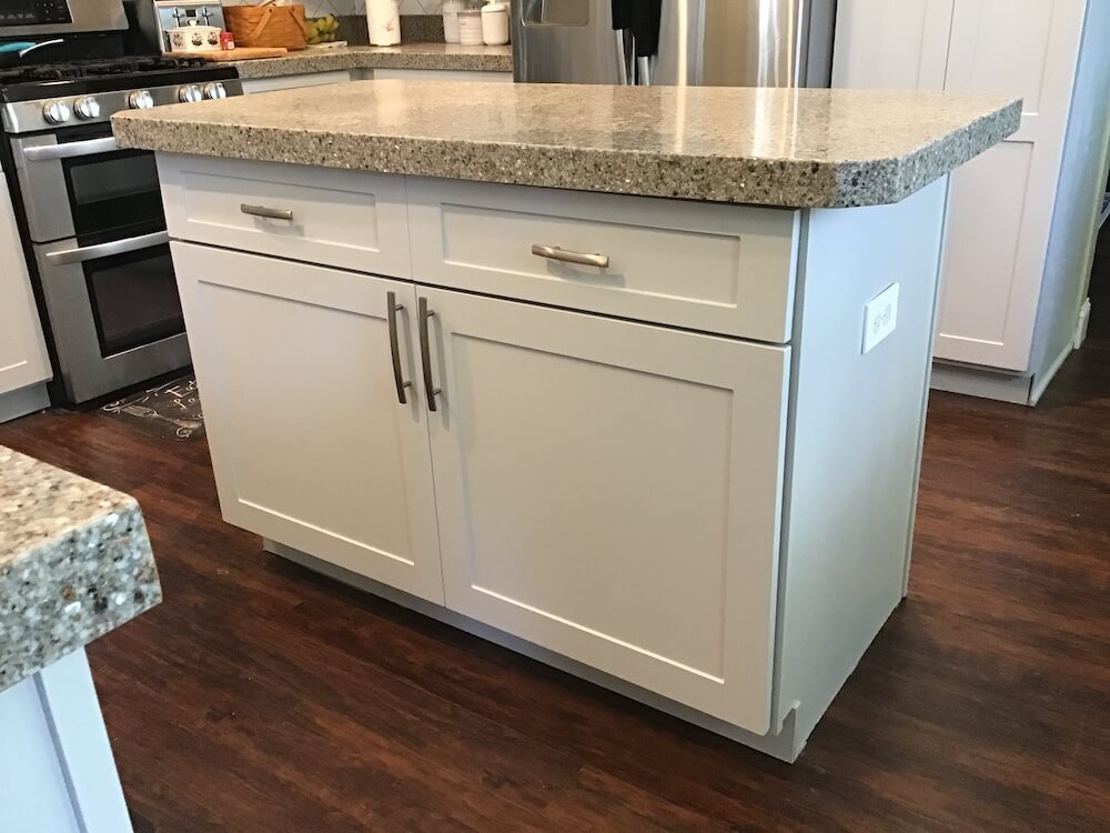 white kitchen island after cabinet refacing chicago il 