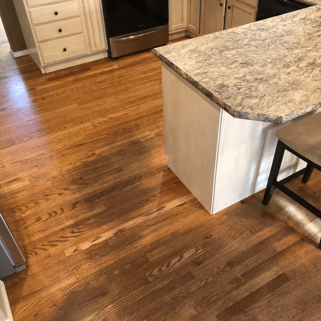 before wood floor refinishing in Denver