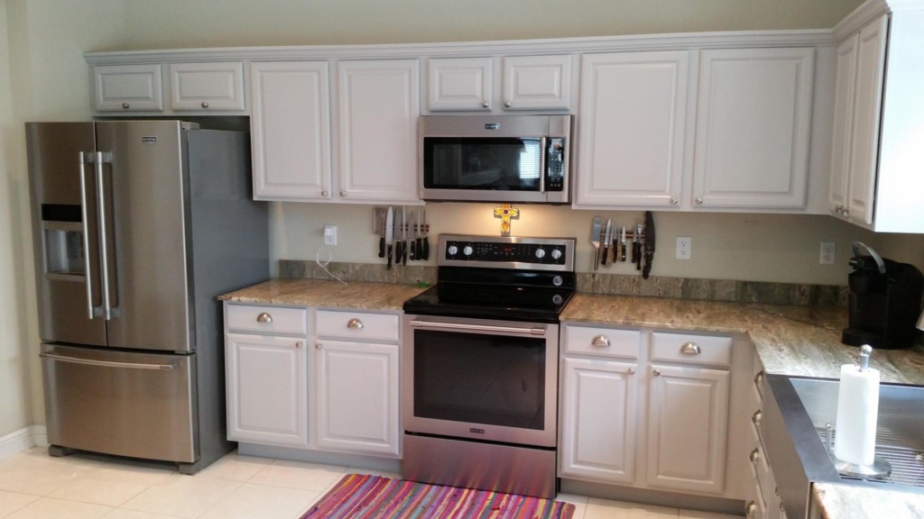 White Uppers Blue Lowers after cabinet painting