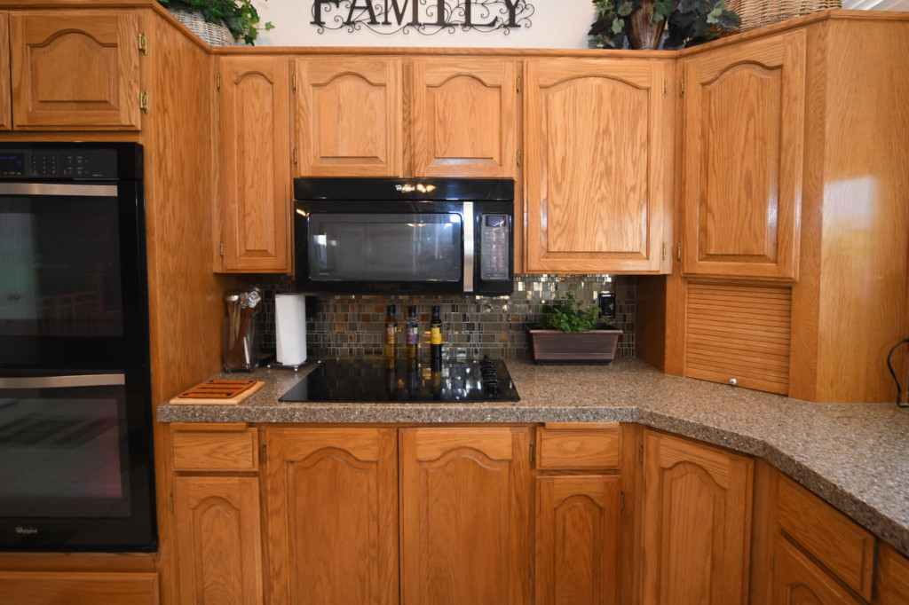 Wood cabinets before refinishing