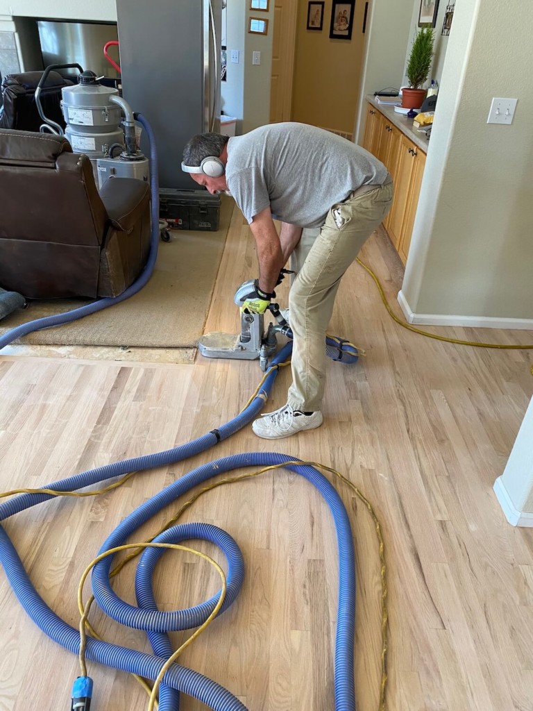 sanding hardwood floor golden