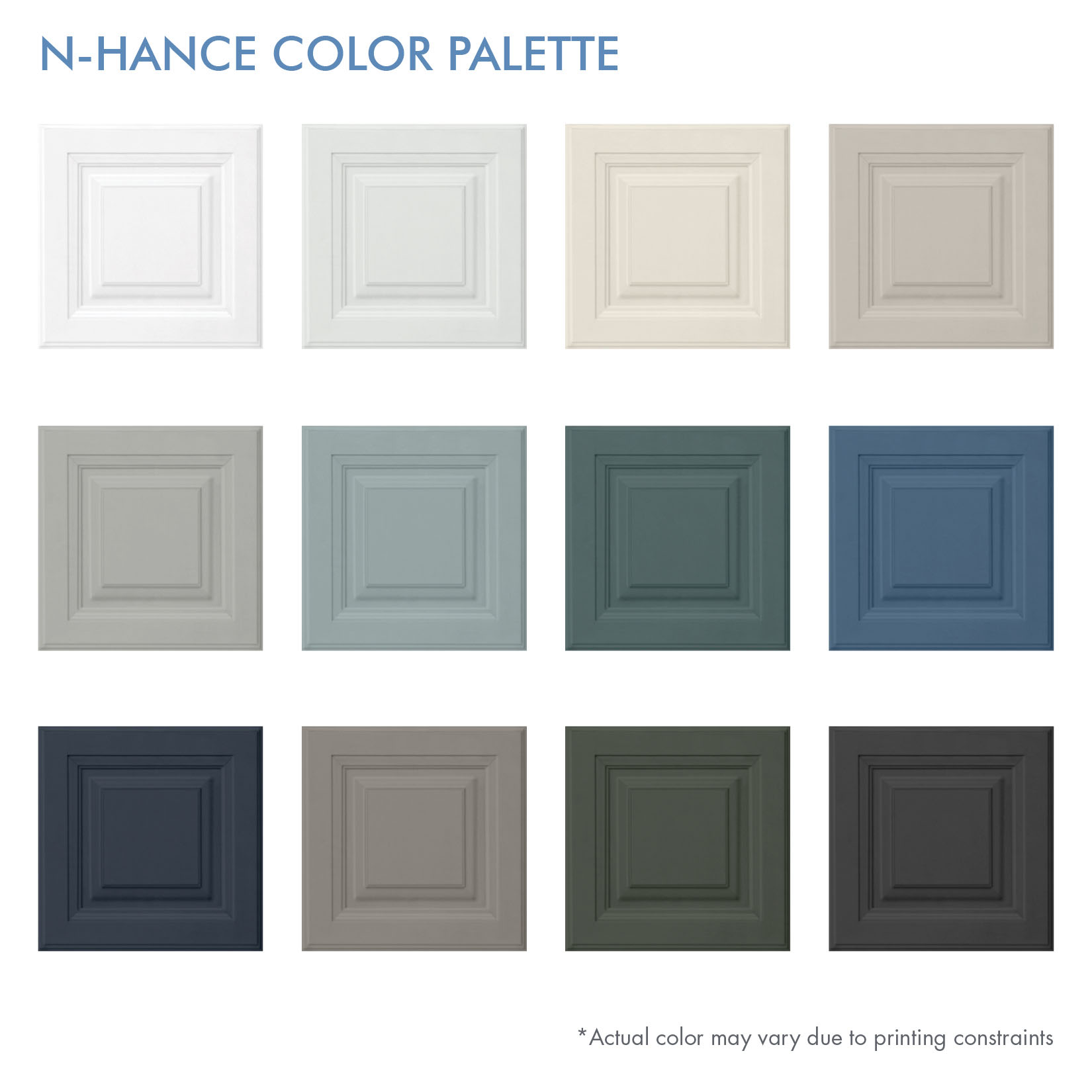 Examples of paint colors offered by N-Hance
