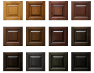 Text at the top of the image reads N-Hance Color Palette. The image shows 12 samples of cabinet doors stained in different colors in the N-Hance Color palette.