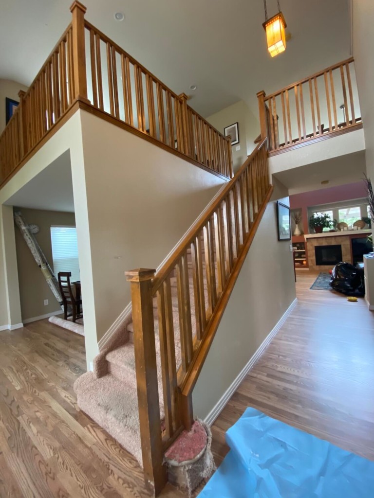before refinishing stair railing