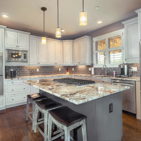 kitchen with white cabinets