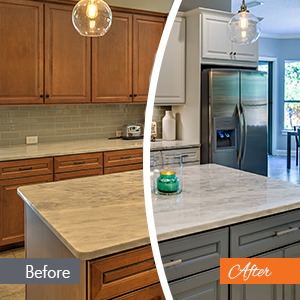 before and after cabinet painting in garden city, id