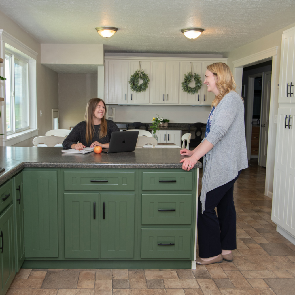 green painted cabinets in elkhorn