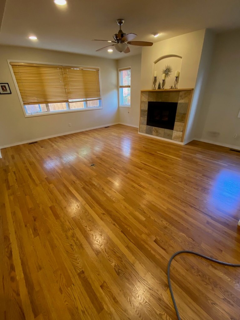 before hardwood floor refinishing in highlands ranch