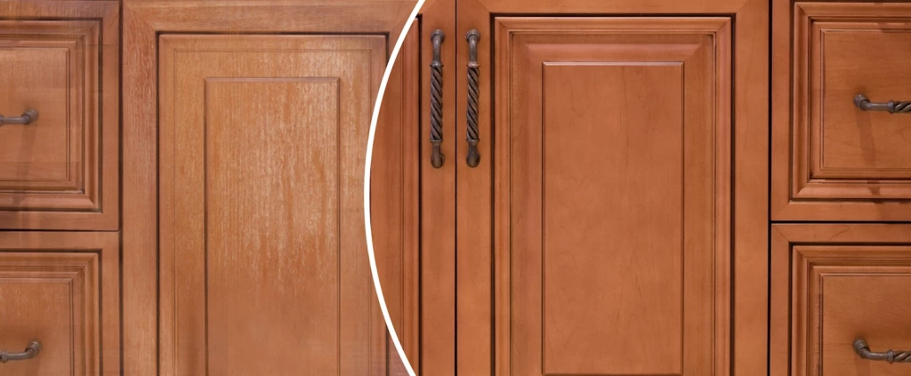 cabinet refinishing before and after photo