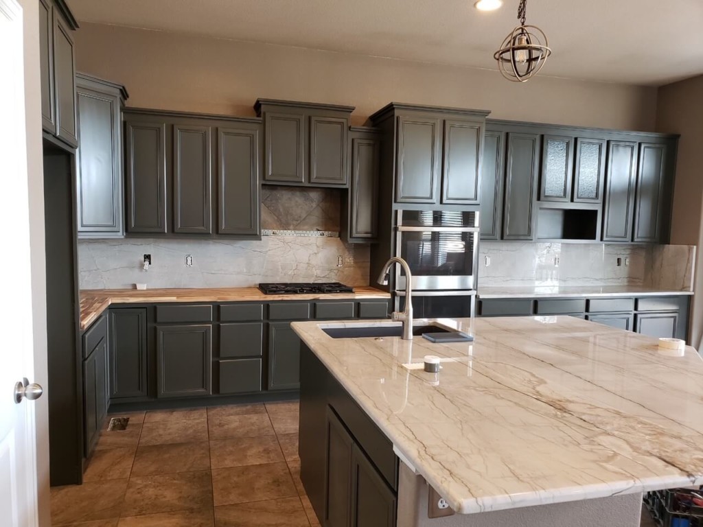 after image painted kitchen cabinets in gray in littleton