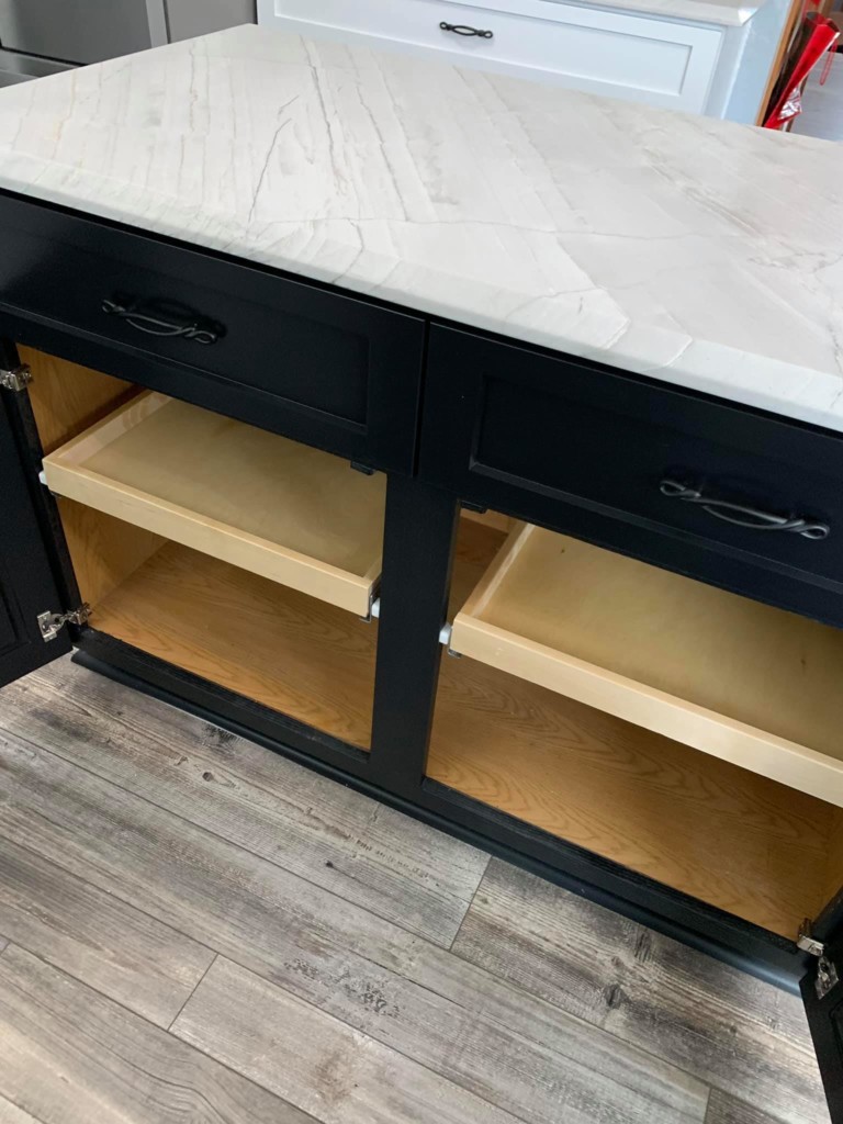 roll out drawers and cabinet painting