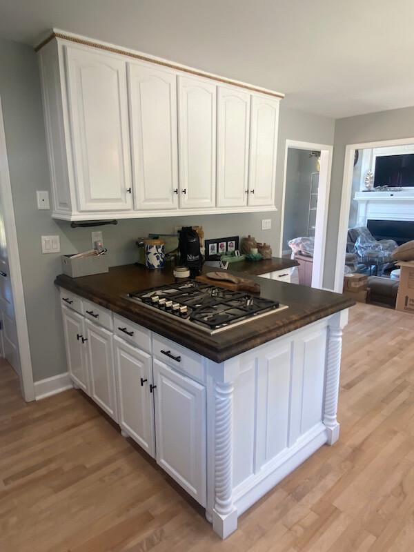 white painted cabinets